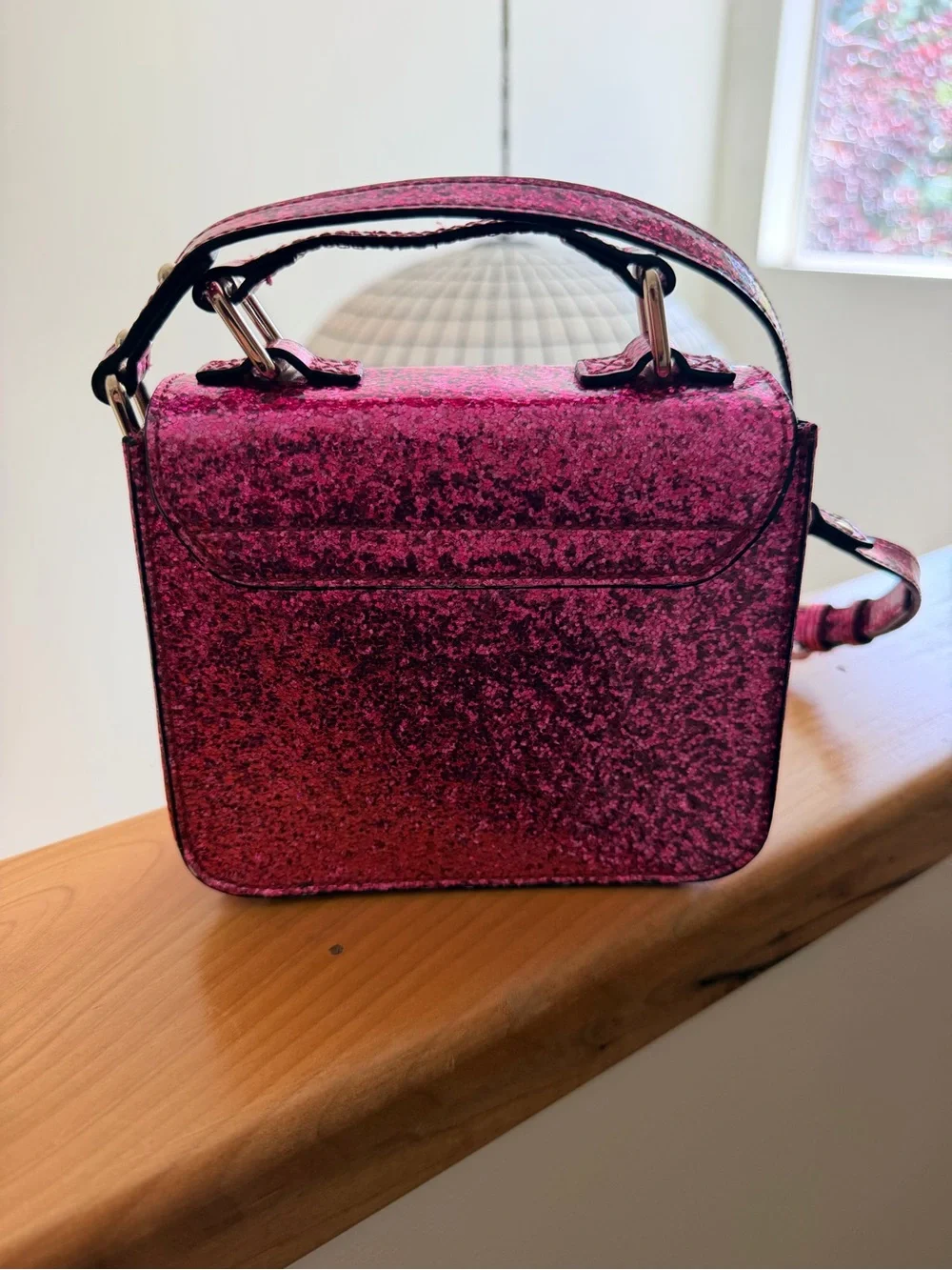 kate spade glitter mini satchel in fuchsia